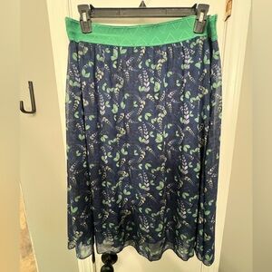 LulaRoe Skirt size XL navy blue and teal floral